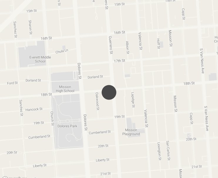 A neighborhood map showing the location of The Bakery