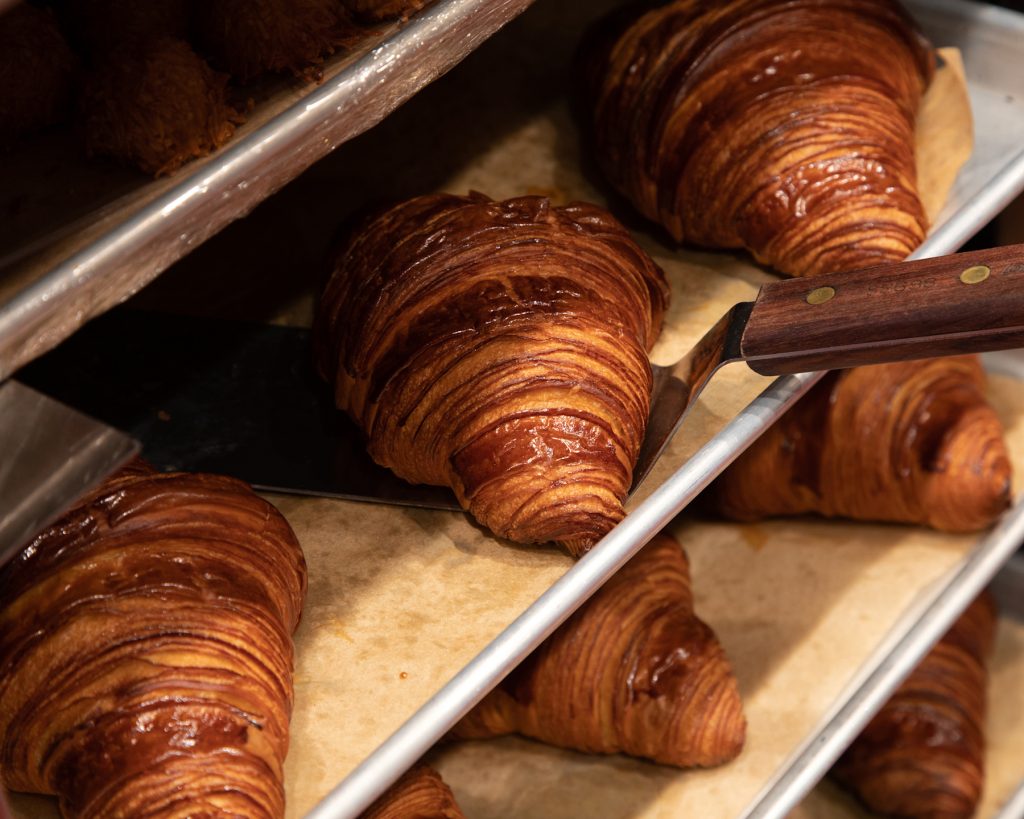Trays and trays of croissants fresh from the oven