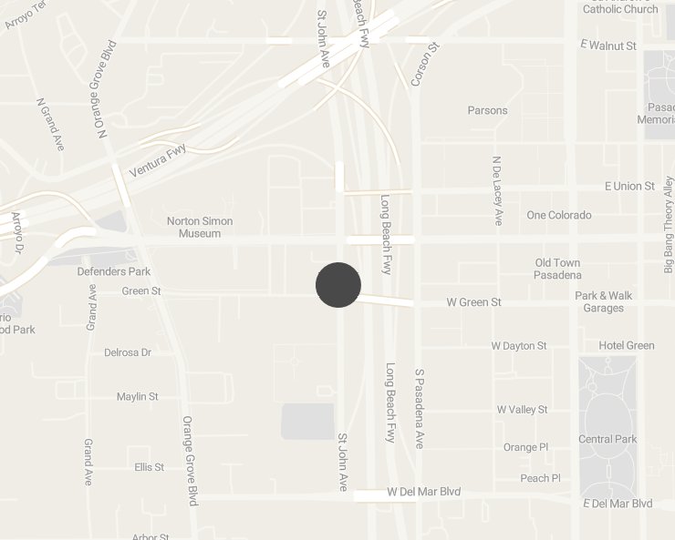 A neighborhood map showing the location of our Pasadena bakery