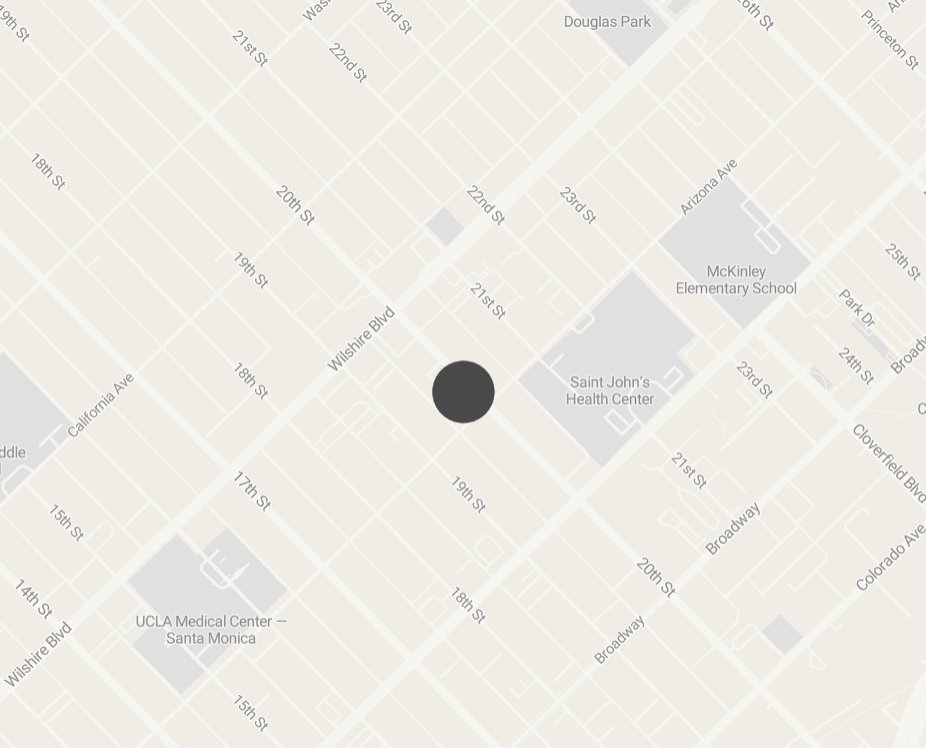 A neighborhood map showing the location of our Santa Monica bakery