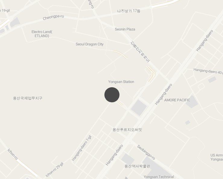 A neighborhood map showing the location of our Yongsan bakery